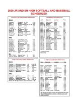 2020 Jr. & Sr, Baseball/Softball Schedules