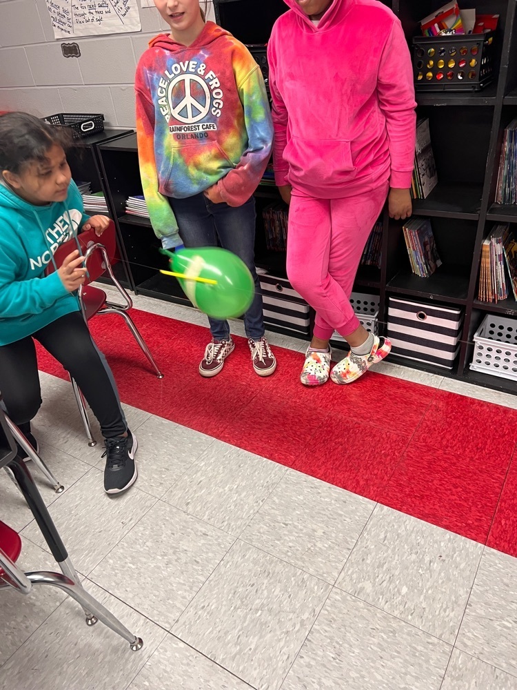 4th Graders made Balloon Rockets today to study friction and force  