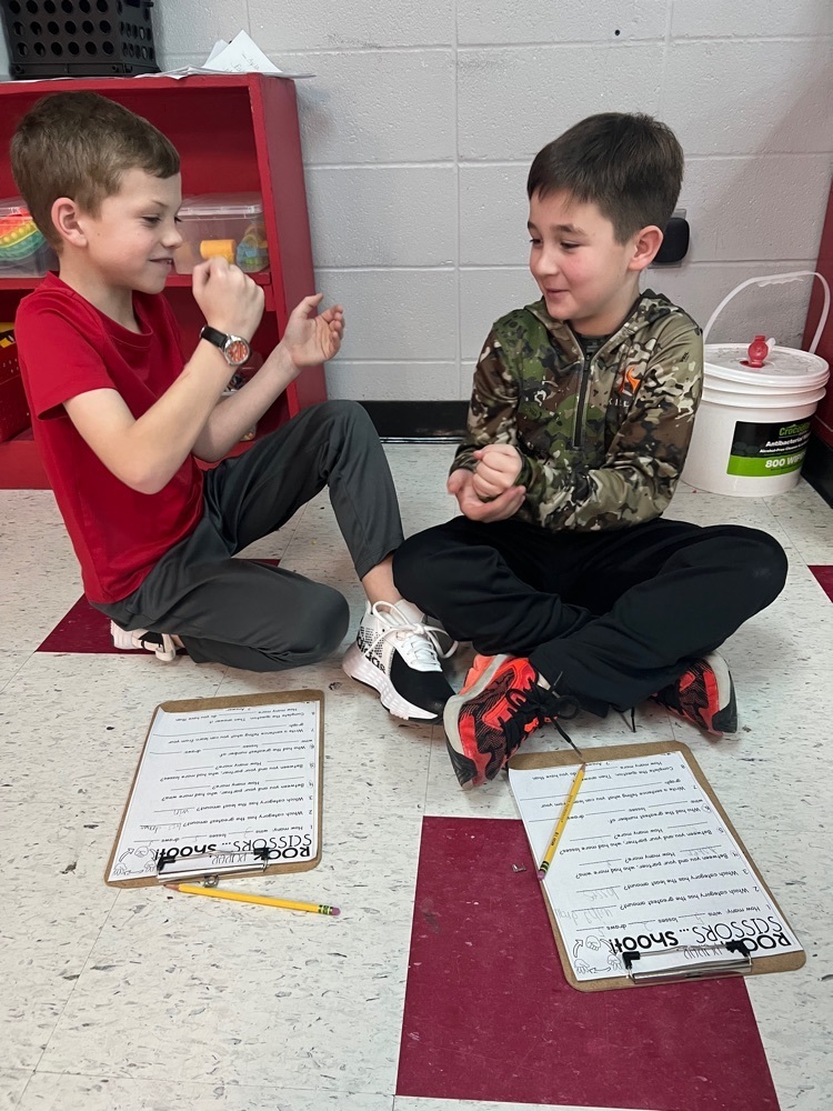 Mrs. Amanda’s second graders kicked of their data/graphing unit by playing rock, paper, scissors & recording their wins, losses, & draws. They used that information to create a bar graph to compare. 