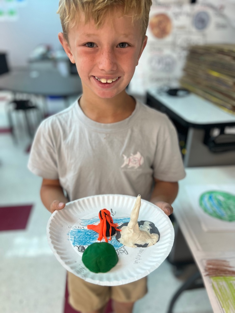 2nd grade has been learning about different landforms and water around the world. This week they created a plan & then used that to model the landforms and water they chose. 